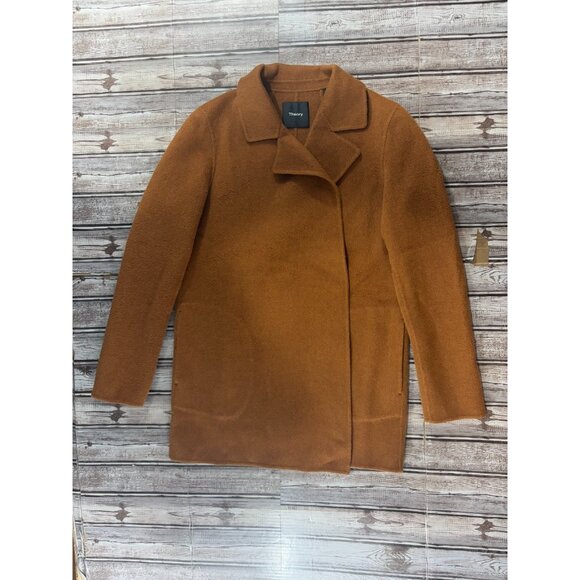 Theory Sileena New Divide 2 Luxe Wool & Cashmere Coat sz P color cooper $595 NEW - Picture 2 of 9